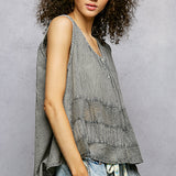 Sleeveless Button Up Top