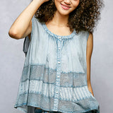 Sleeveless Button Up Top