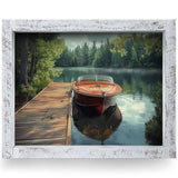 Wooden Boat Docked Wood Framed