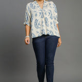 Paisley Print V Neck Blouse