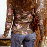 Waffle Floral Long Sleeve Top