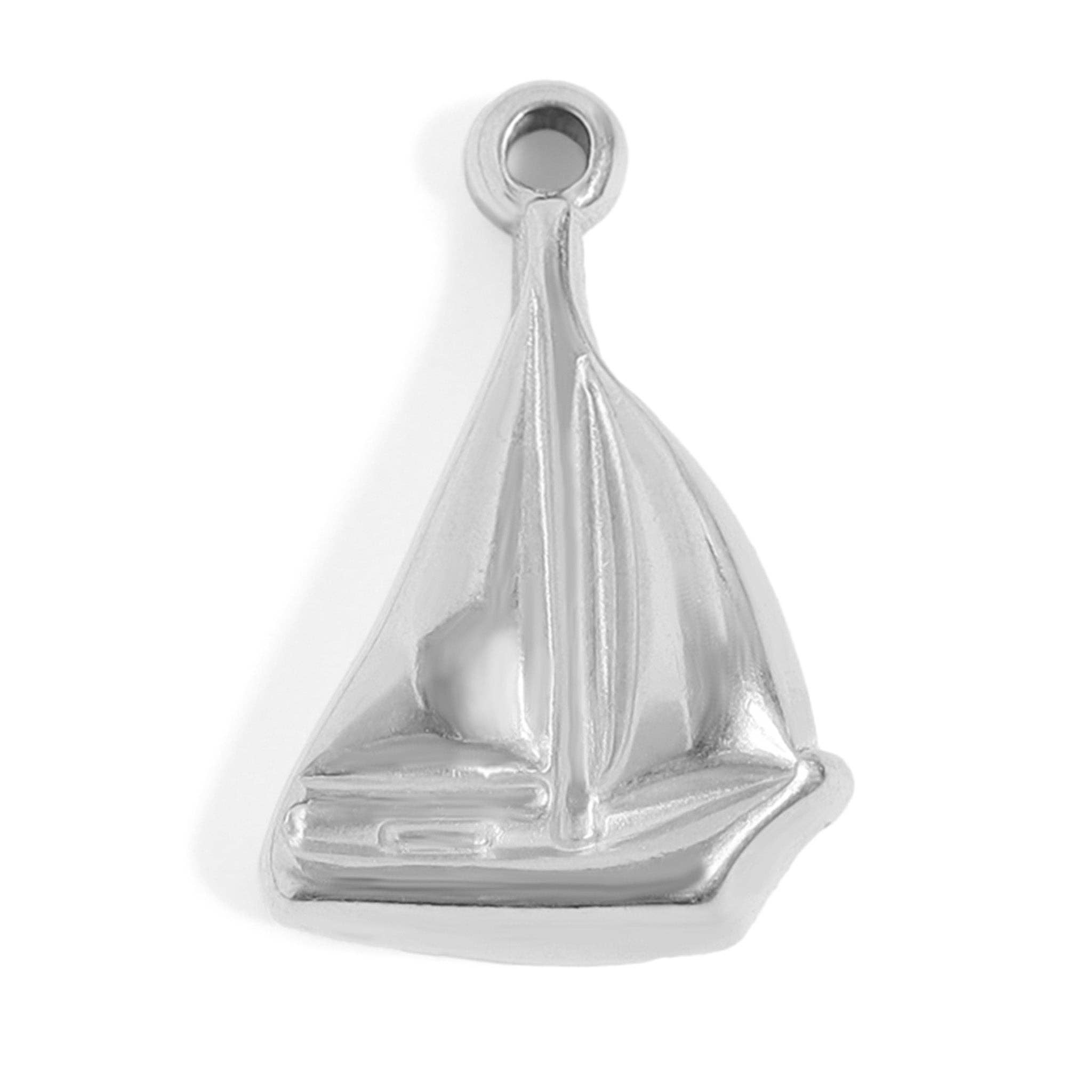 18k Gold PVD Stainless Steel Sailboat Charm