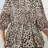 Khaki Leopard Print Blouse