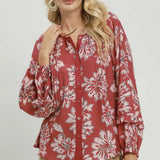 Ruffle Sleeve Button Down