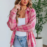 Pink Plaid Long Sleeve Shirt