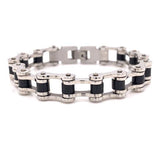 Stainless Steel And Black Bike Chain Bracelet
