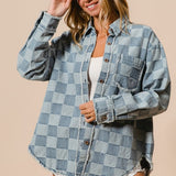 Checkered Denim Shirt With Patch Pocket