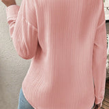 Pink Split V-Neck Blouse