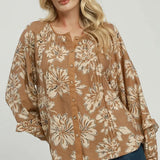 Ruffle Sleeve Button Down