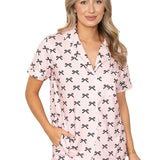 Black & Pink Mini Coquette Bows Loungewear Set