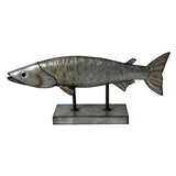Galvanized Fish On Stand - 17.25"