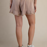 Ruffled Bottom Washed Short Pants