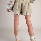Ruffled Bottom Washed Short Pants