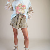 Ruffled Bottom Washed Short Pants