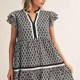 Baroque pattern tiered dress