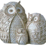 Off-White Resin Owl Family Figure