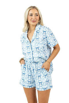 Light Blue Mini Bows Loungewear Set