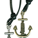 Antique Anchor Pendant On Leather Cord Necklace