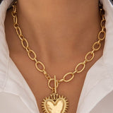 Spiked Heart Toggle Necklace