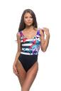 One Piece Stripe & Floral With Low Scoop Back