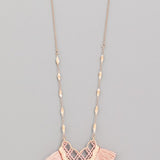 Long Tassel Necklace W/Quatrefoil