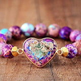 Handmade Purple Jasper Love Bead Bracelet
