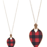 Marquise Shape Faux Leather And Metal Necklace