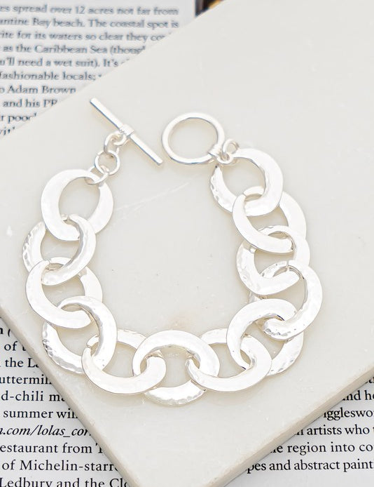 Chunky Hammered Link Bracelet