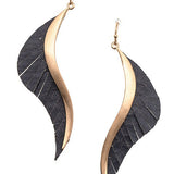 Spiral Curved Drop Leather Earrings