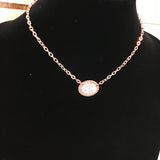 Rose Gold Mini Oval W/Rose Gold Chain - Ab