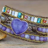 Natural Amethyst Heart Wrap Bracelet