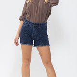 Judy Blue Midrise Leopard Fray Shorts