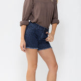 Judy Blue Midrise Leopard Fray Shorts