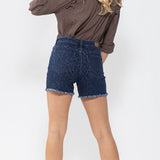 Judy Blue Midrise Leopard Fray Shorts