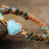 Natural Amazonite Heart Bead Bracelet