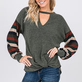 Keyhole Color Block Top With Front Knot