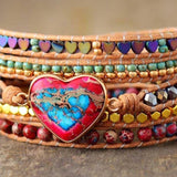 Jasper Heart 5 Layer Wrap Bracelet