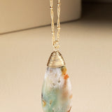 Natural Stone Long Pendant Necklace