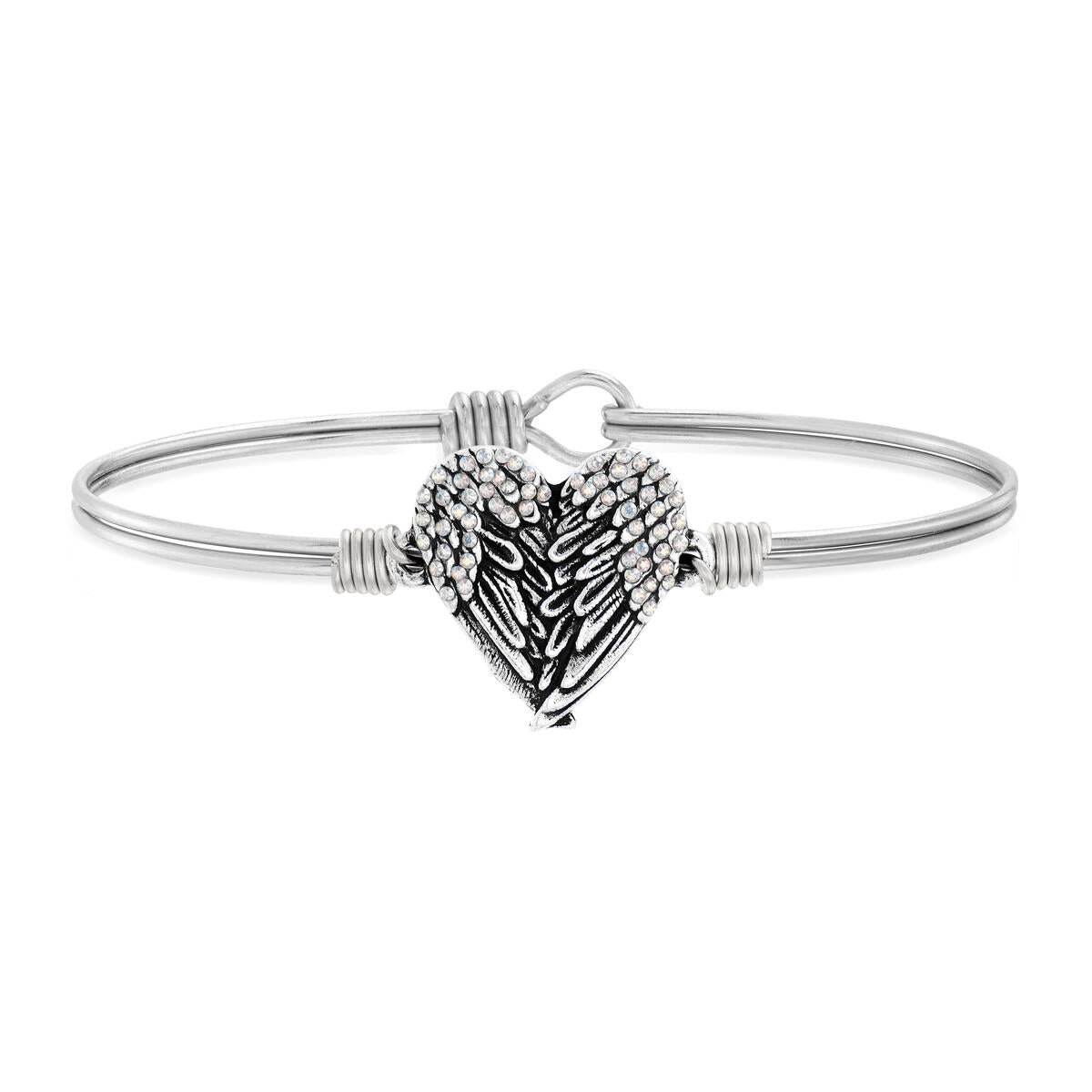 Angel Wing Crystal Heart Bangle Braclet