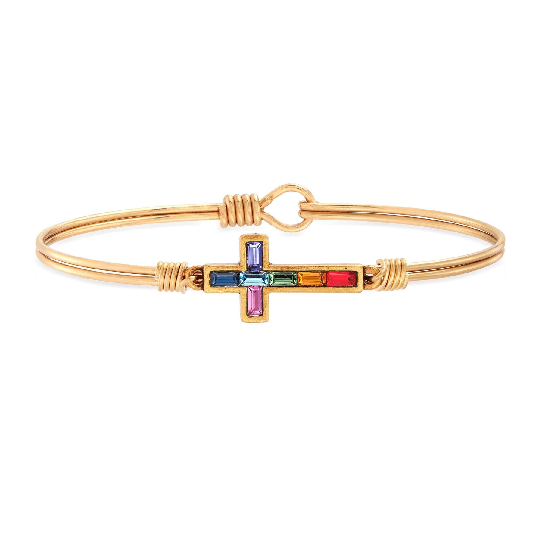 Baguette Ombre Cross Bangle Bracelet