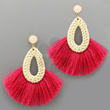 Straw Teardrop Tassel Earrings