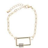 Rectangle Carabiner With Rhinestone Accent Bracelet