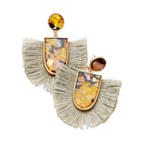 Tassel And Acrylic Post Earrings