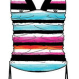 Halter Top Tankini W/Ruche Sides