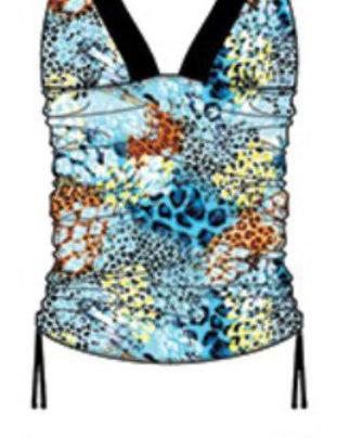 Halter Top Tankini W/Ruche Sides