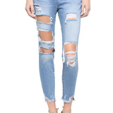 Camilla Mid Rise Destroyed Skinny Crop Jeans