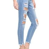 Camilla Mid Rise Destroyed Skinny Crop Jeans