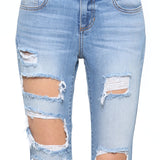 Camilla Mid Rise Destroyed Skinny Crop Jeans