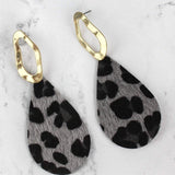 Gray Leopard Teardrop Earrings