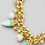 Antler Tusk Horn Pearl Clustered Necklace Set